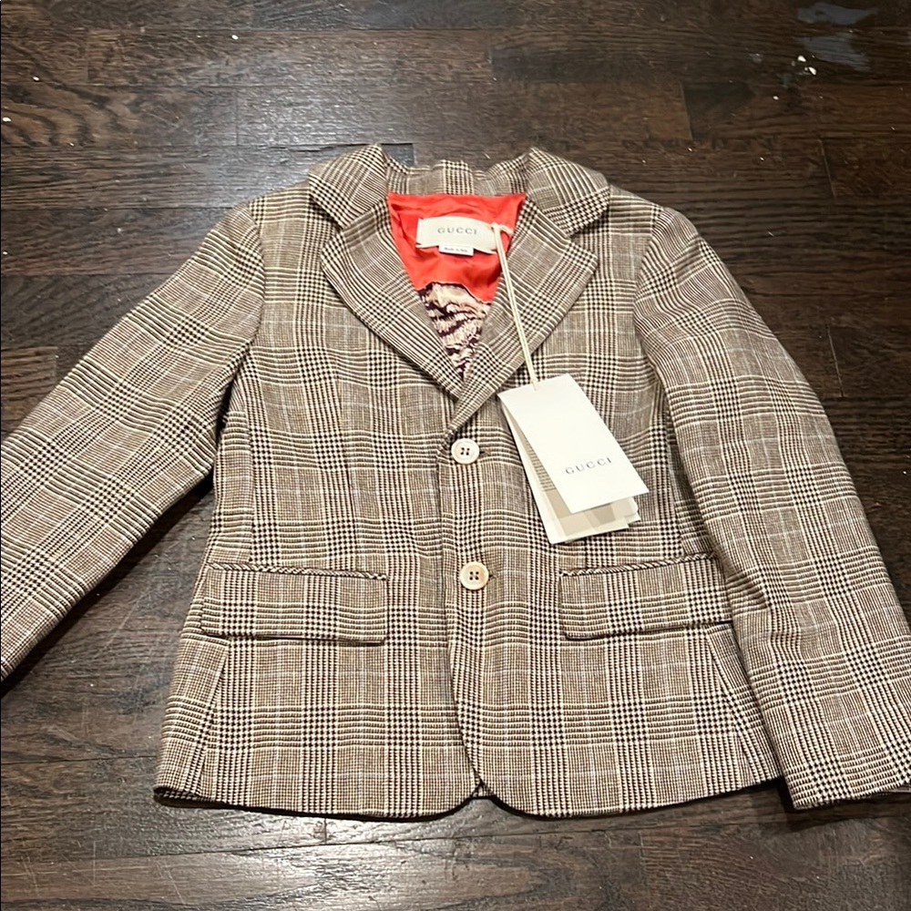 Gucci Kids Brown Plaid Jacket